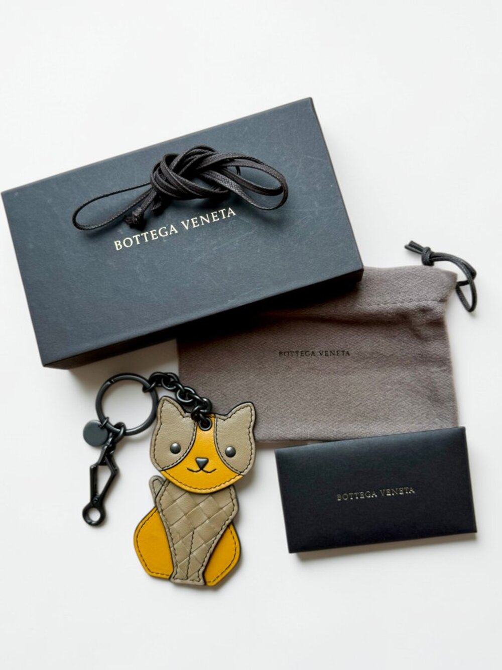 Bottega Veneta Intrecciato Articulated Leather Cat Keychain Bag Charm Hermes Pin